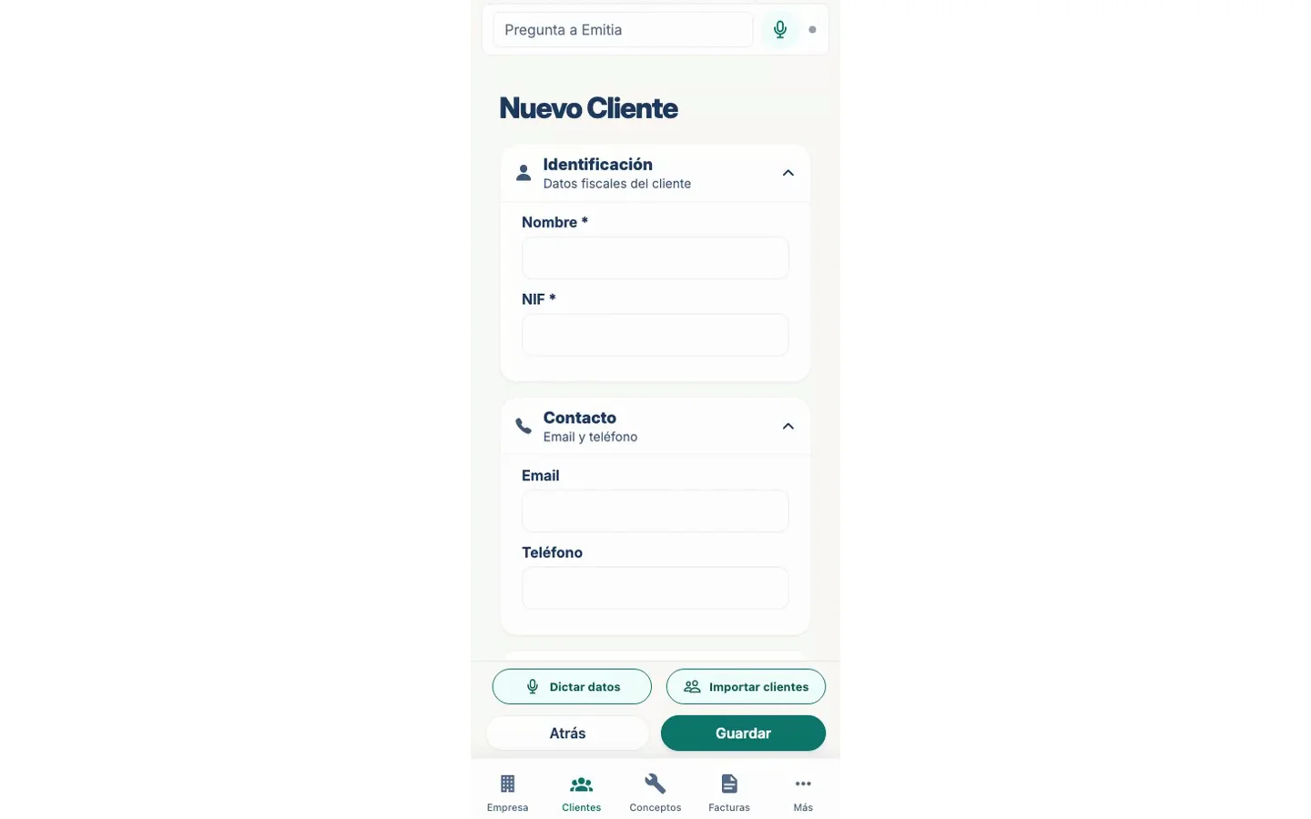 Añade un cliente nuevo