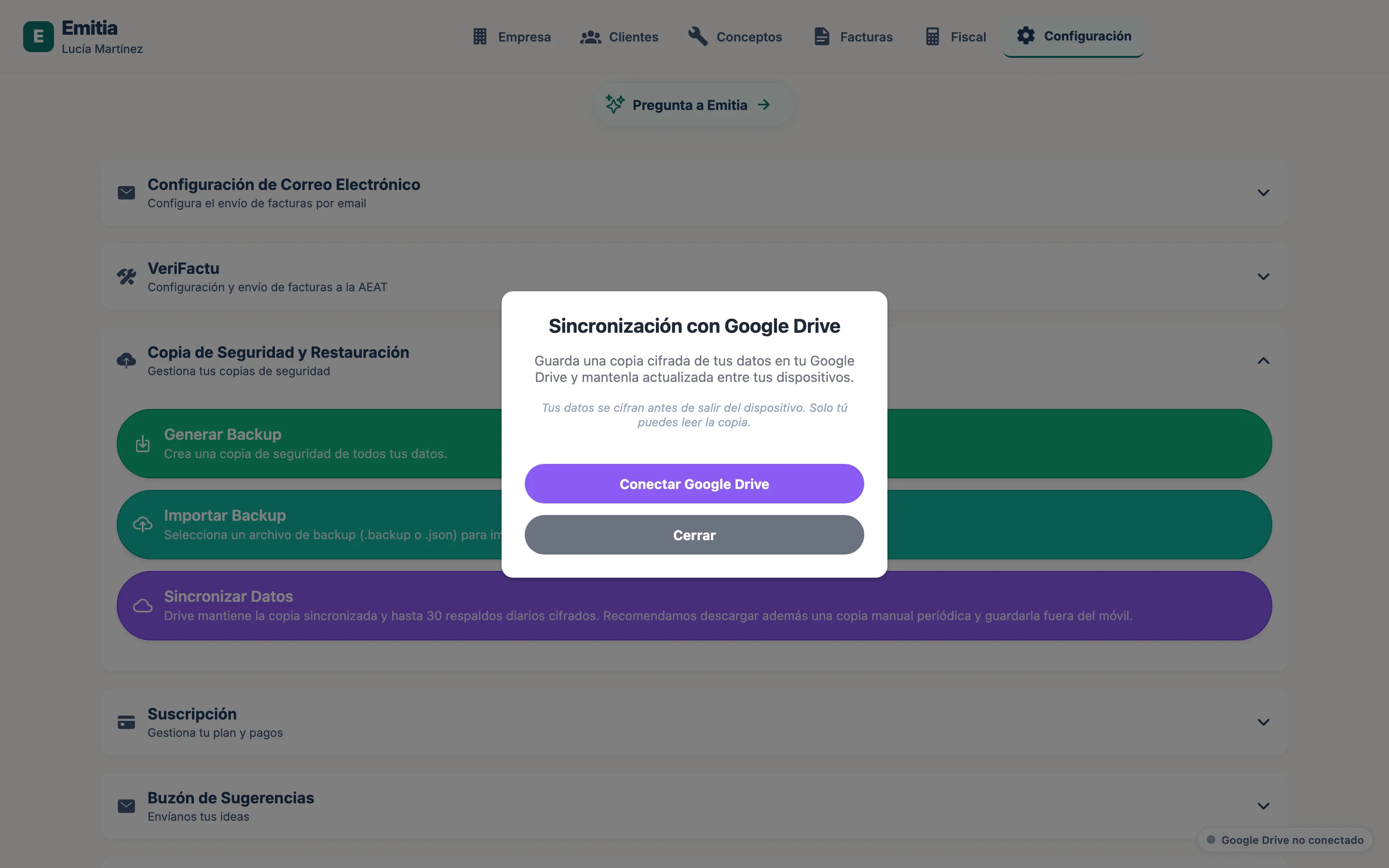 Conecta Google Drive