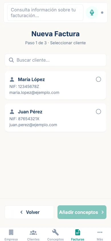 Selecciona cliente