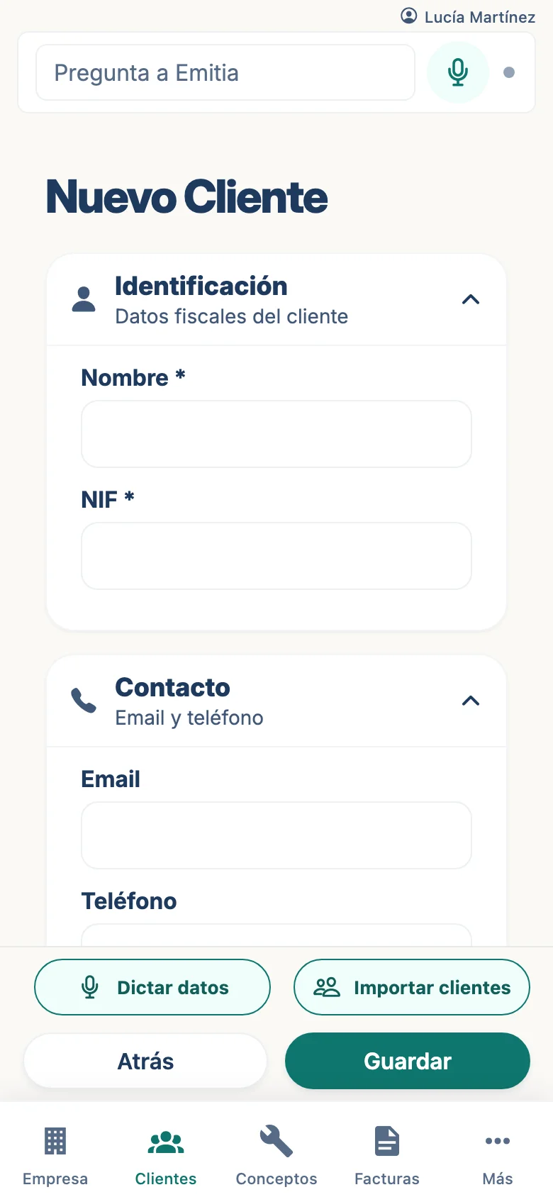 Añade un cliente nuevo