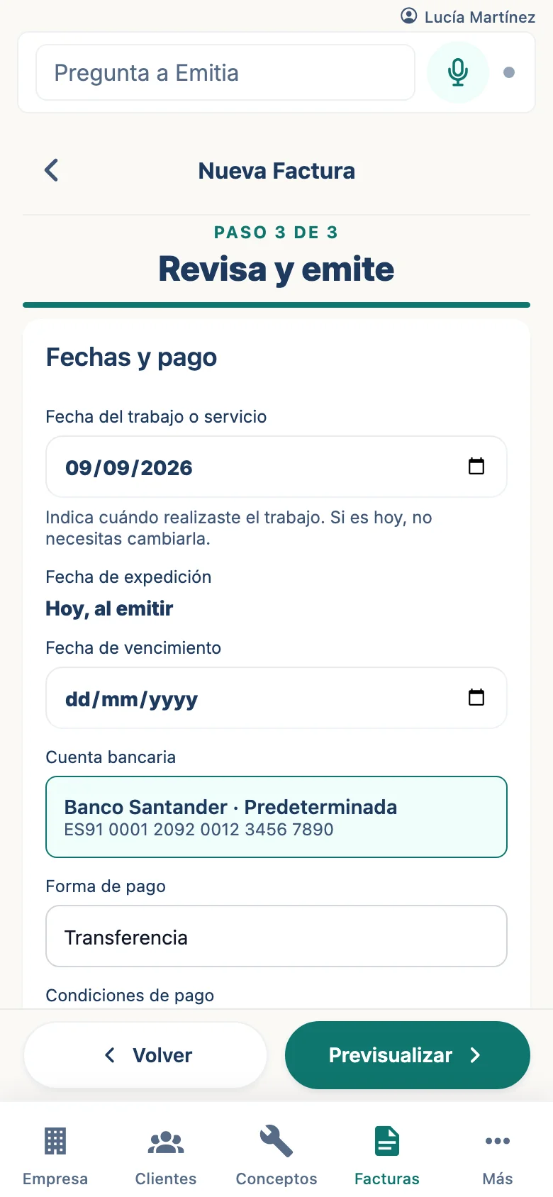 Revisa y emite