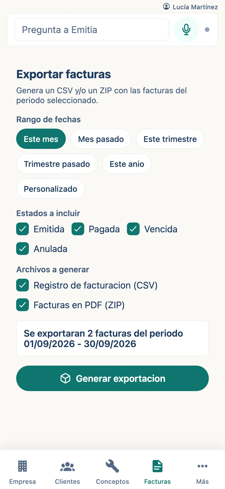 Elige el periodo