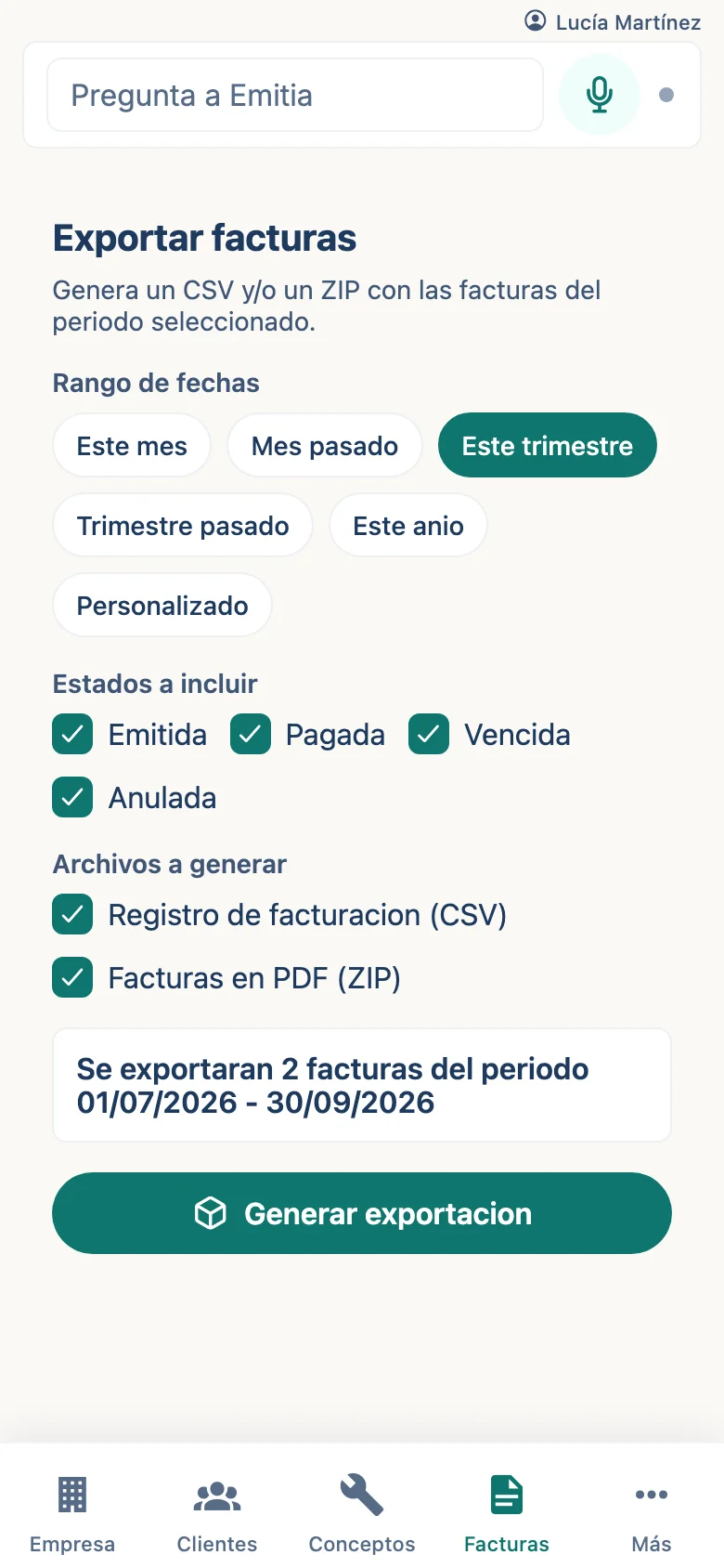 Selecciona estados e idioma