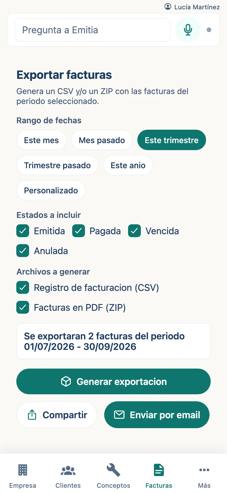 Genera el paquete
